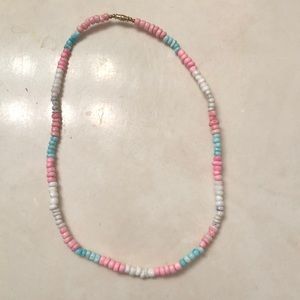 pink and blue surfer style necklace